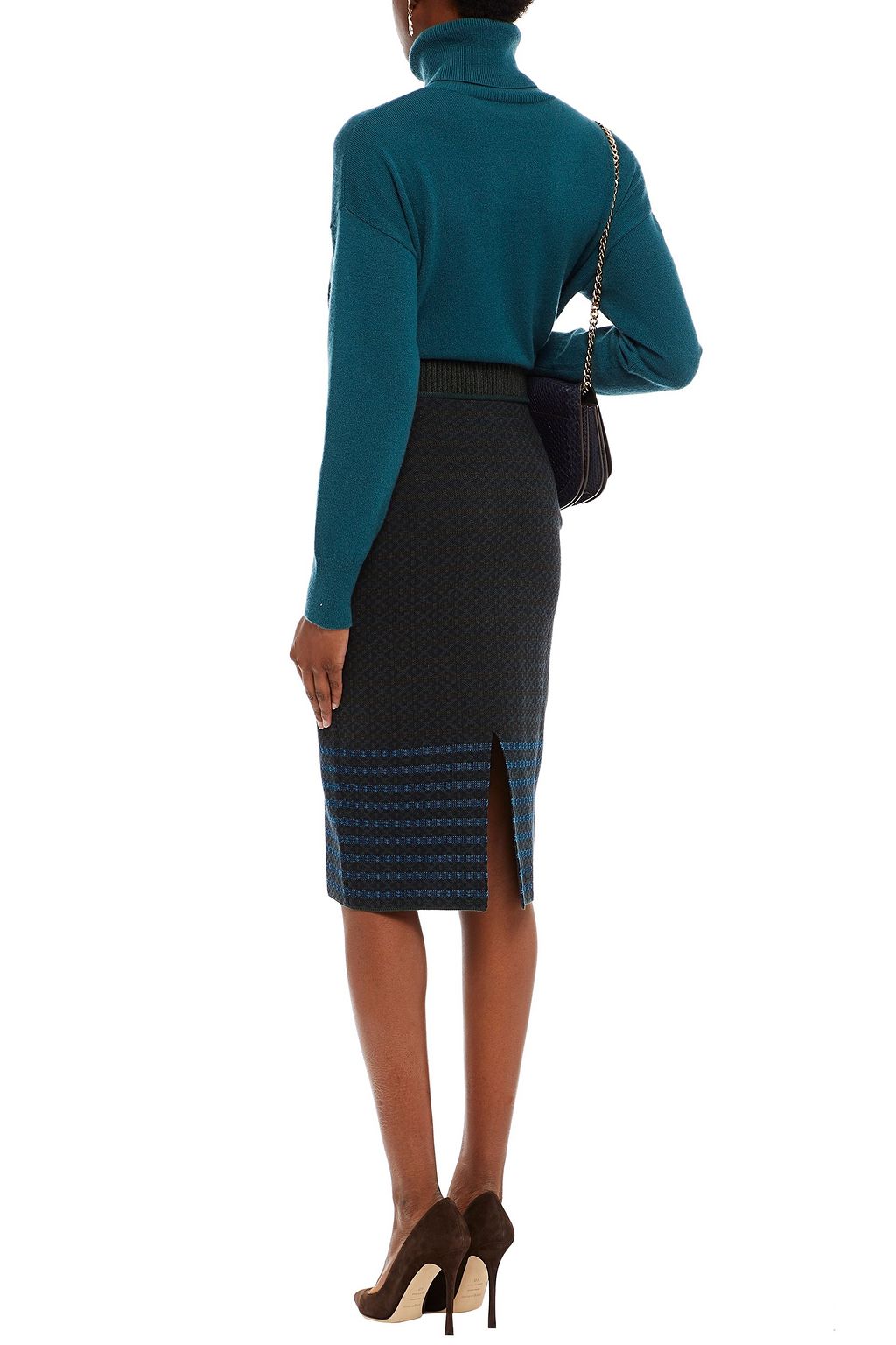 VICTORIA BECKHAM Jacquard-knit cotton-blend pencil skirt