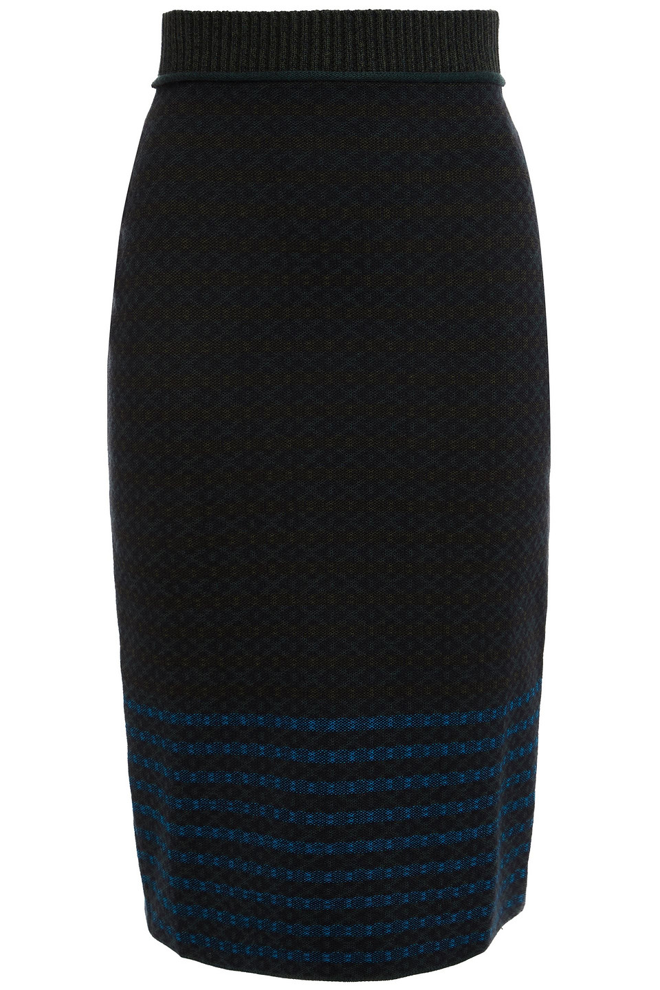 Jacquard-knit cotton-blend pencil skirt