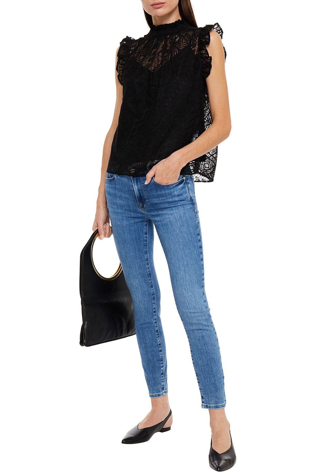 FRAME Cropped mid-rise skinny jeans