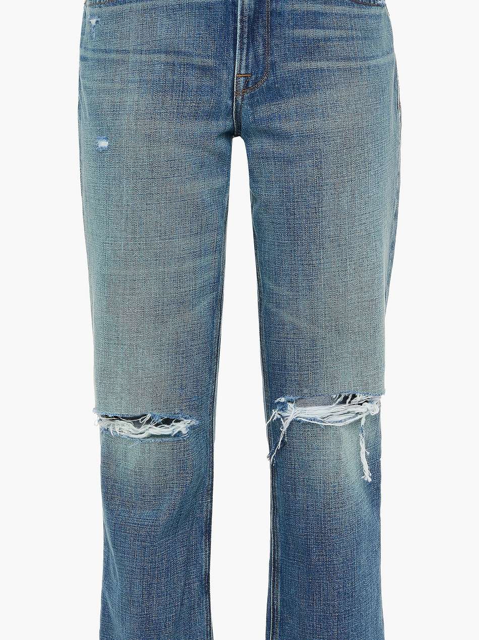 cropped distressed straight-leg jeans