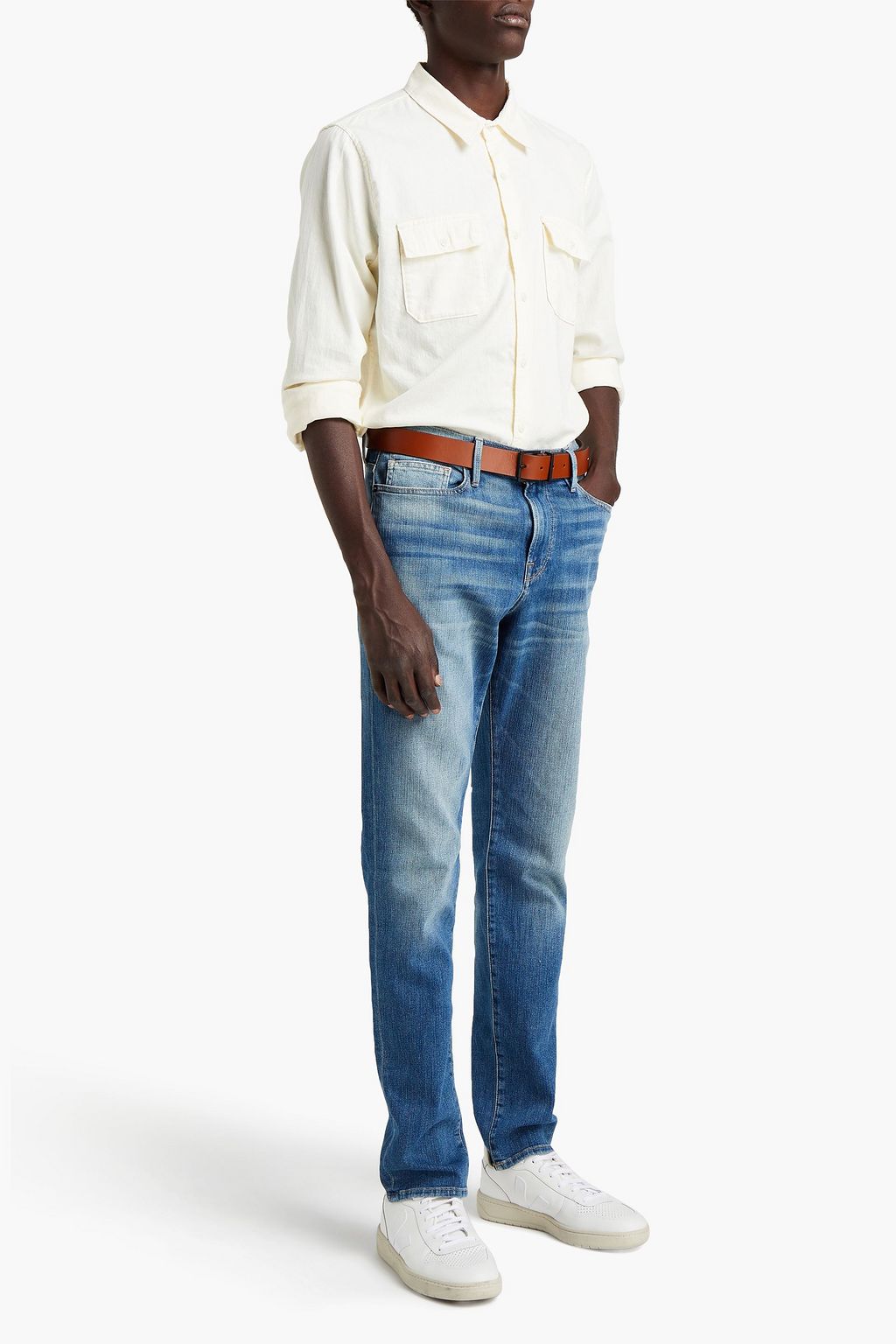 FRAME L'Homme Athletic slim-fit faded denim jeans