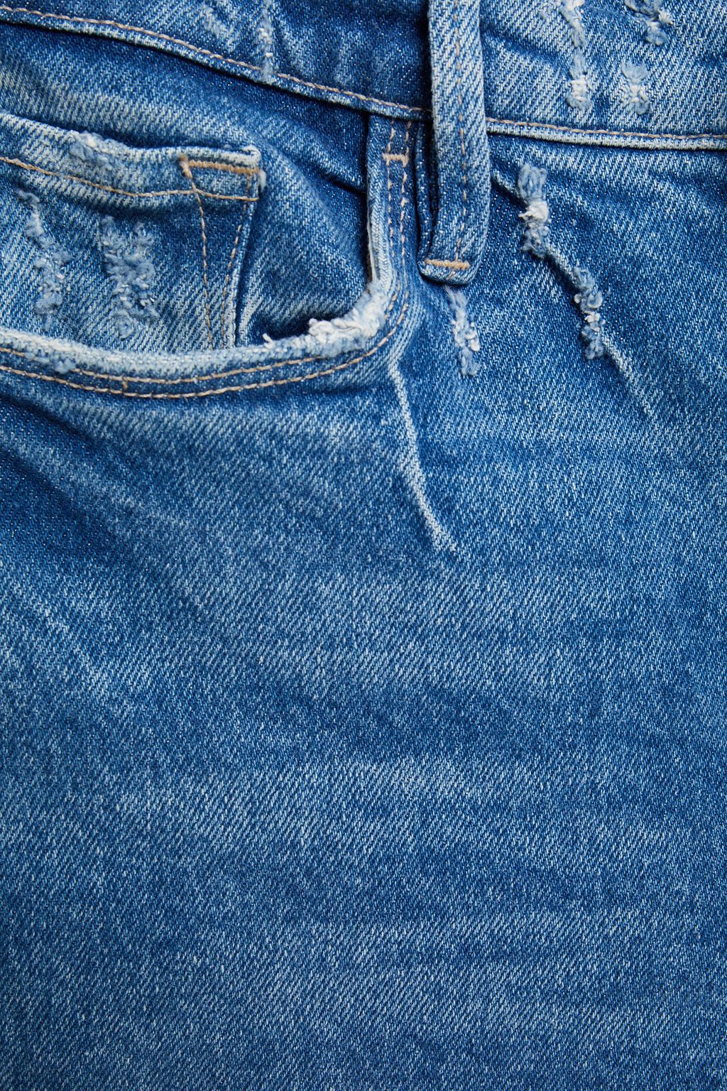 FRAME Cropped distressed mid-rise slim-leg jeans