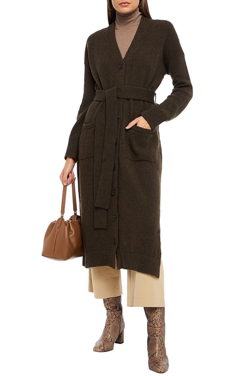 &DAUGHTER Ronnie belted mélange wool cardigan