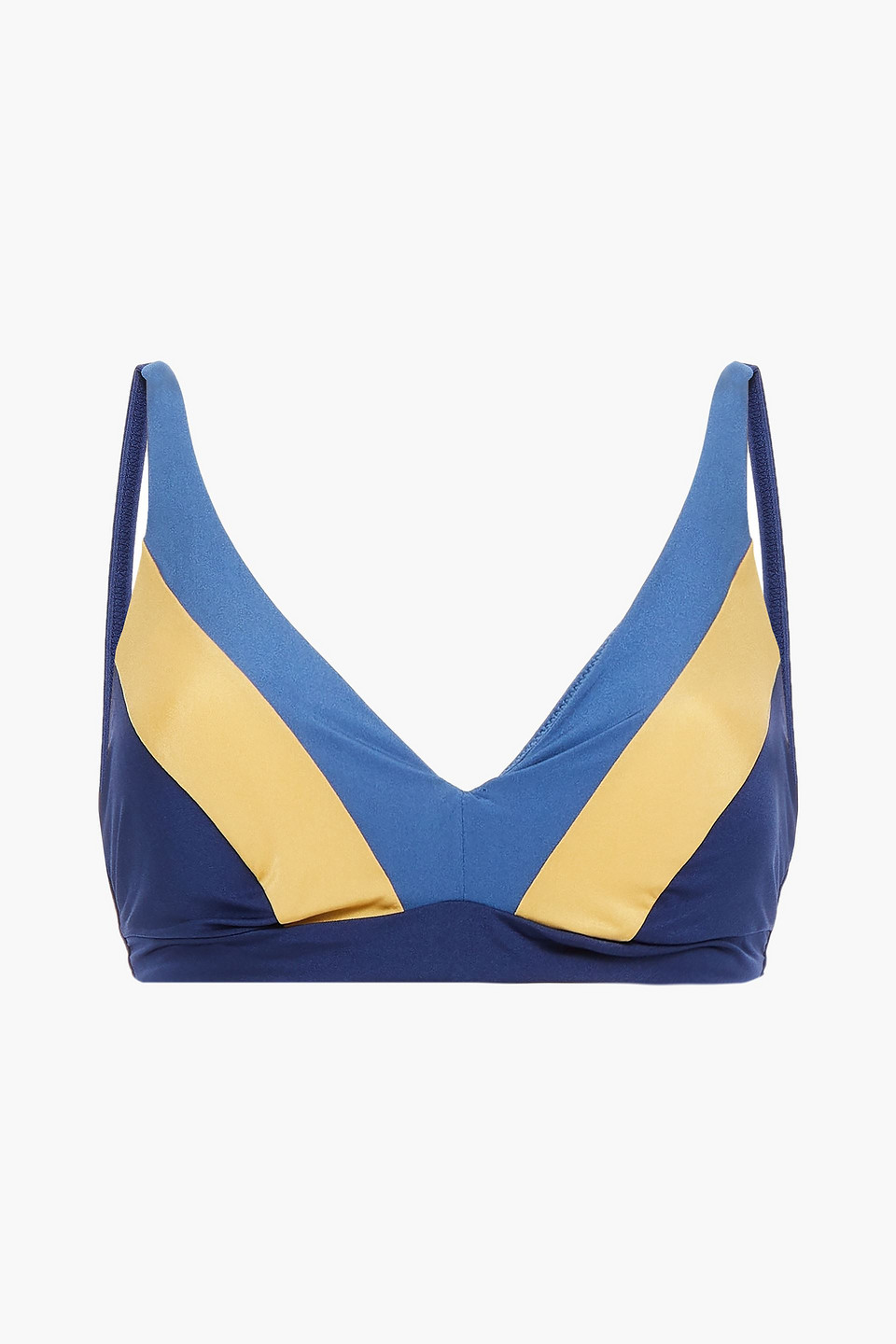 Jets Australia By Jessika Allen Woman Color-block Triangle Bikini Top Navy Size 16