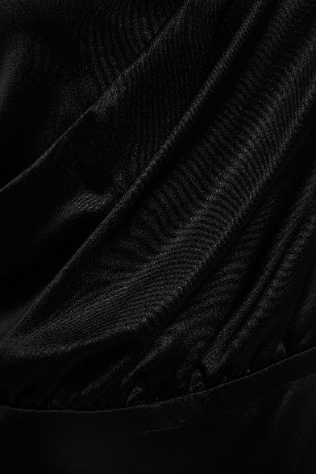 BALMAIN Asymmetric wrap-effect draped silk-satin peplum top