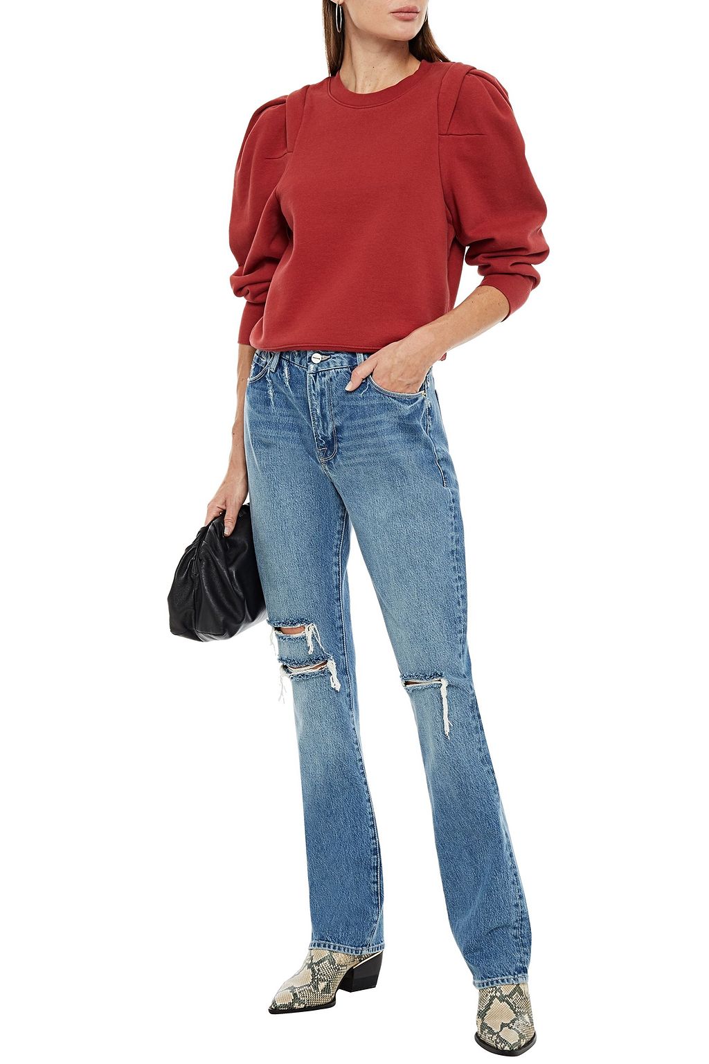 FRAME Le Mini Boot-Cut distressed mid-rise bootcut jeans