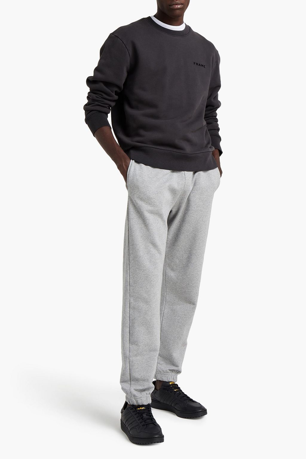 FRAME Flocked cotton-fleece sweatshirt