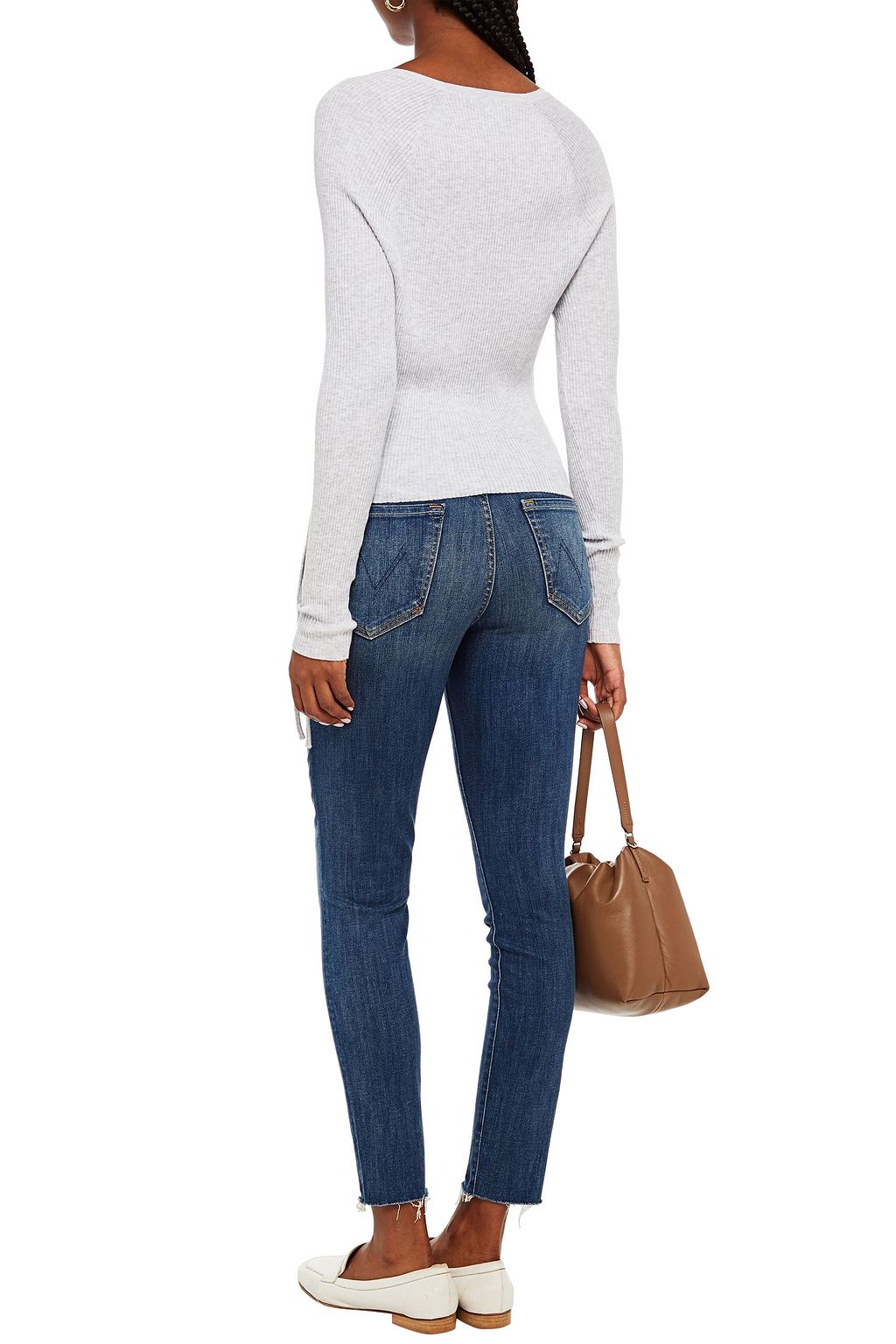 COTTON BY AUTUMN CASHMERE Cutout ribbed cotton sweater