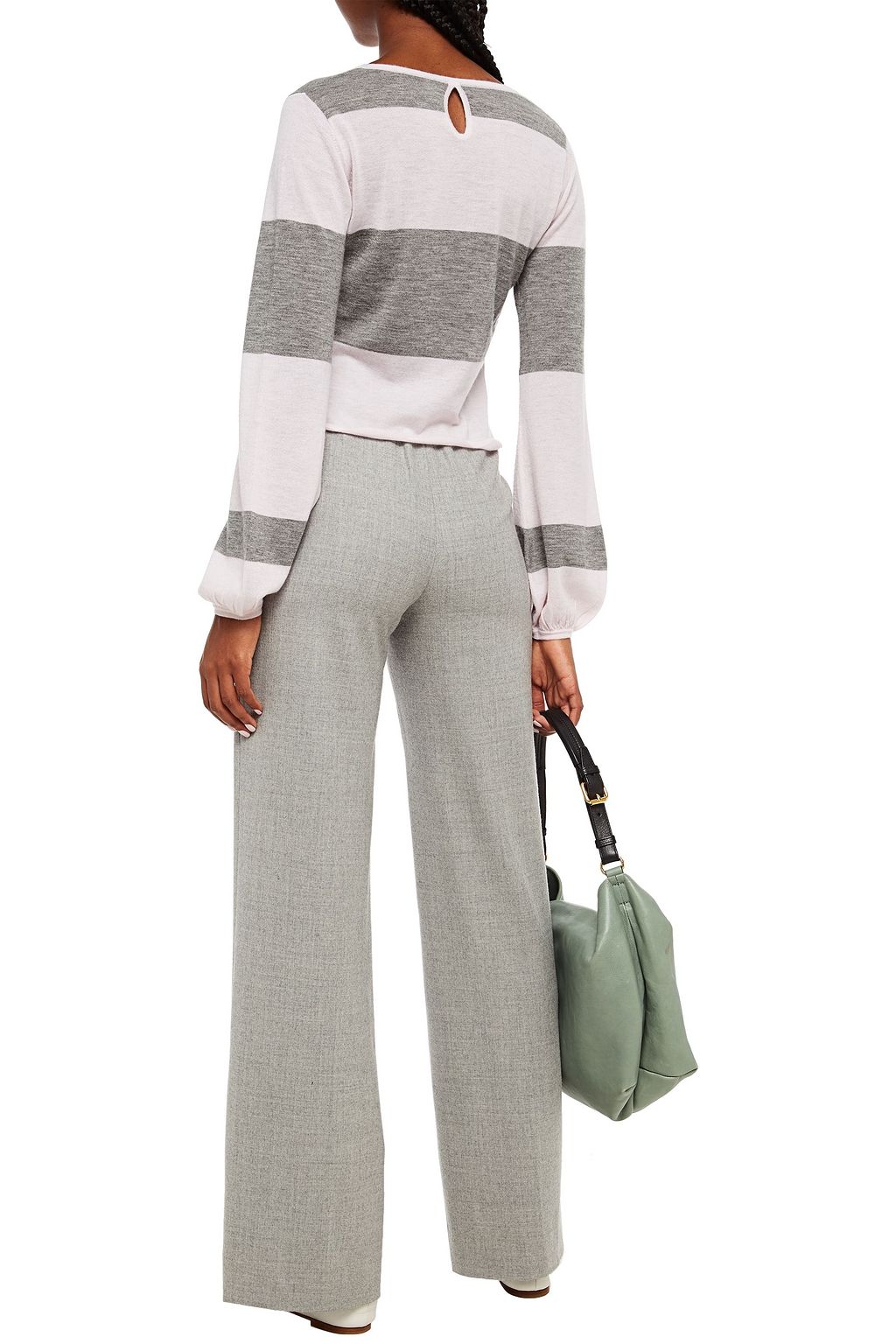 AUTUMN CASHMERE Cutout striped cashmere sweater