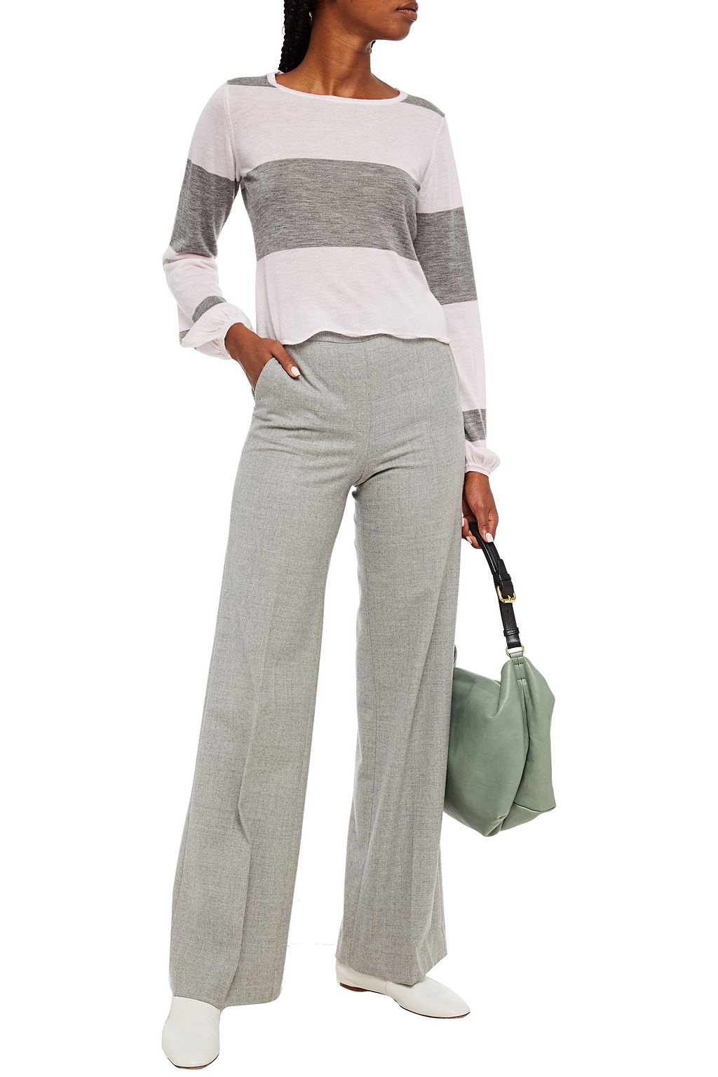 AUTUMN CASHMERE Cutout striped cashmere sweater