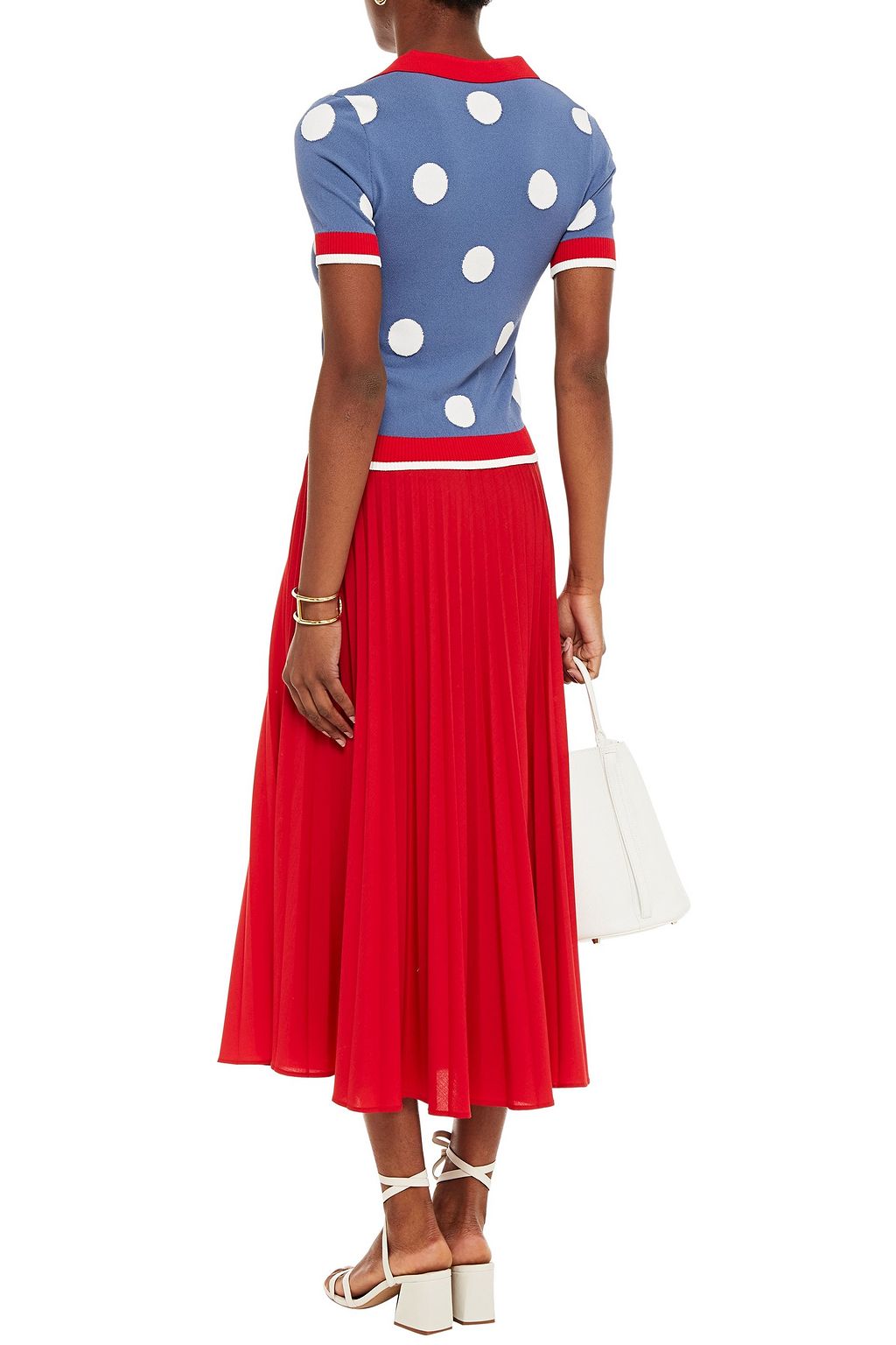 STELLA JEAN Polka-dot intarsia-knit polo shirt