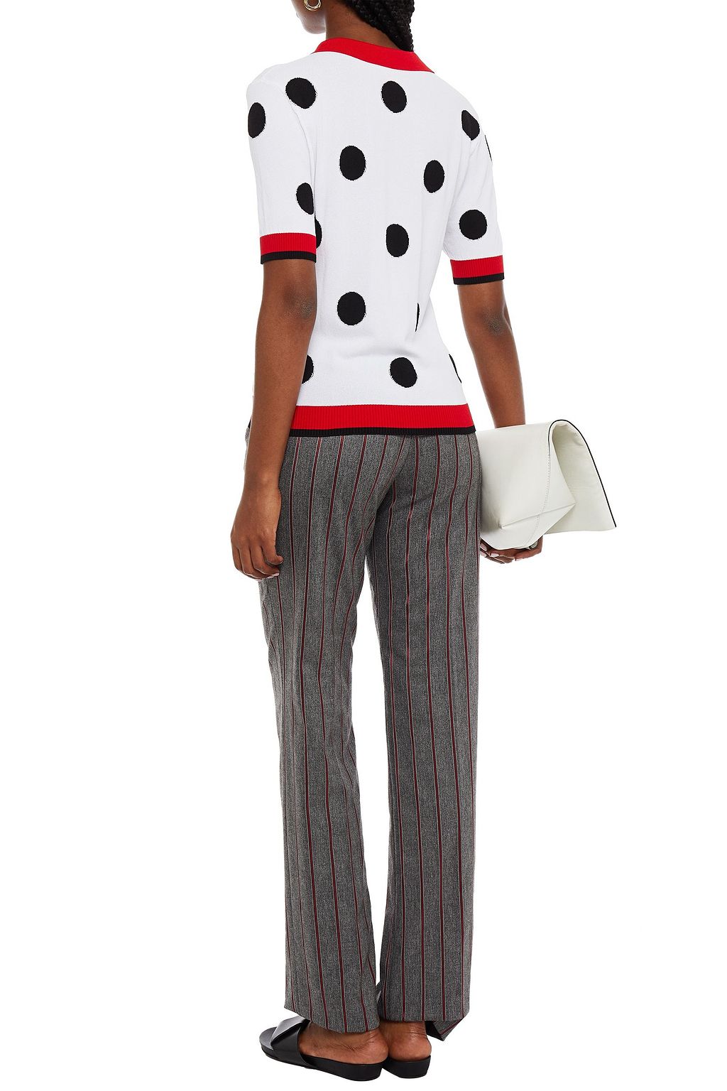 STELLA JEAN Polka-dot intarsia-knit polo shirt