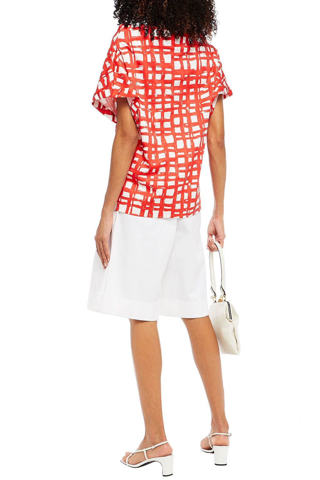 STELLA JEAN Checked stretch-cotton jersey top