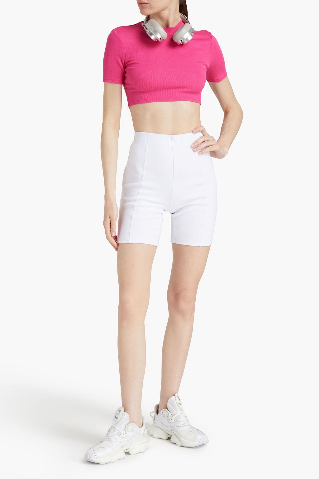 TWENTY MONTRÉAL Cropped ribbed jersey top