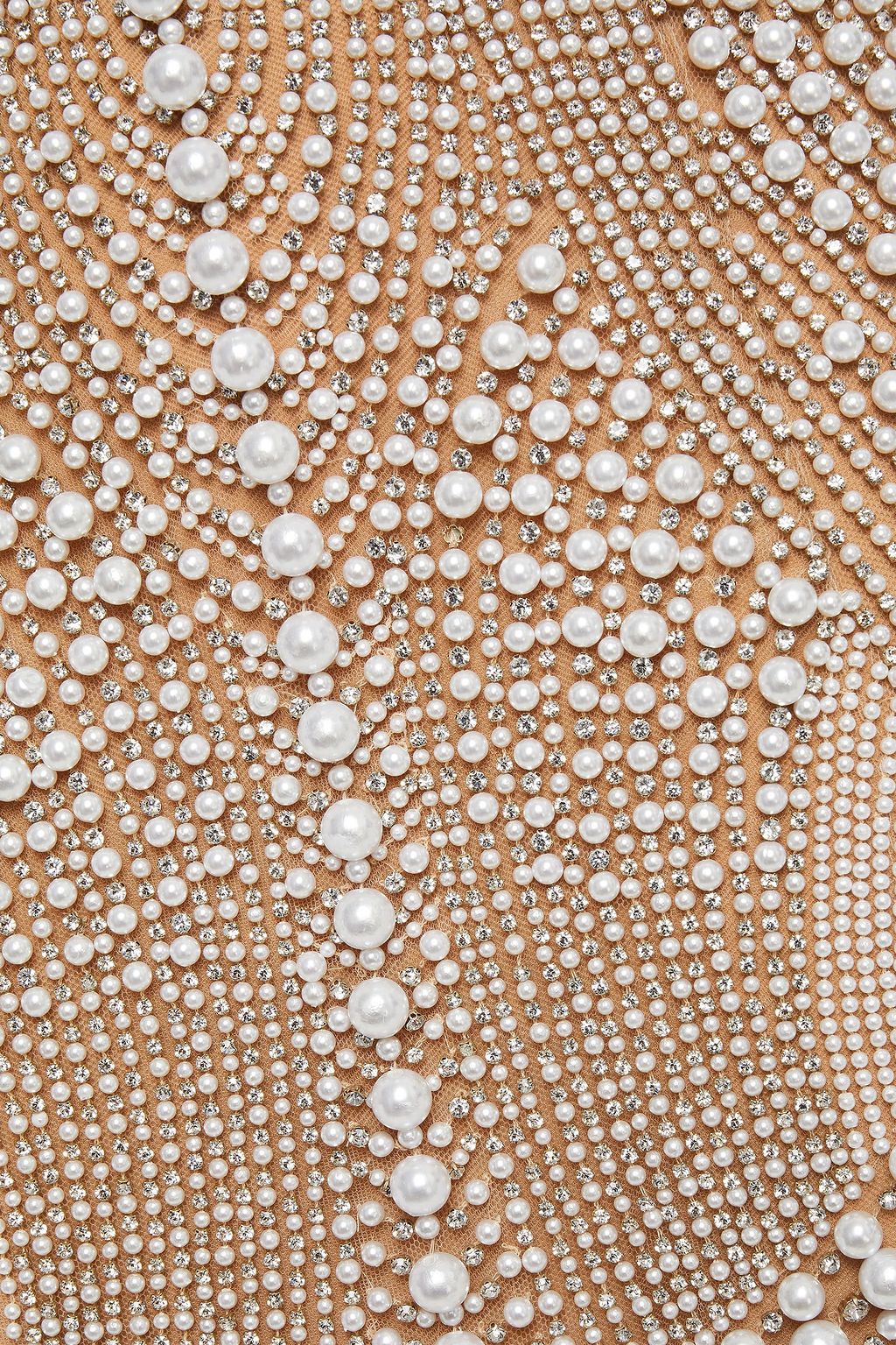 BALMAIN Faux pearl and crystal-embellished tulle mini skirt