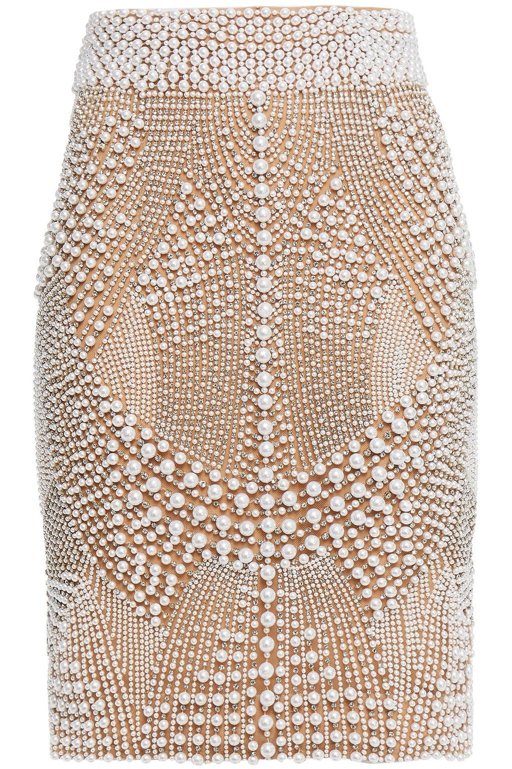 Faux pearl and crystal-embellished tulle mini skirt | Sale up to 70% ...