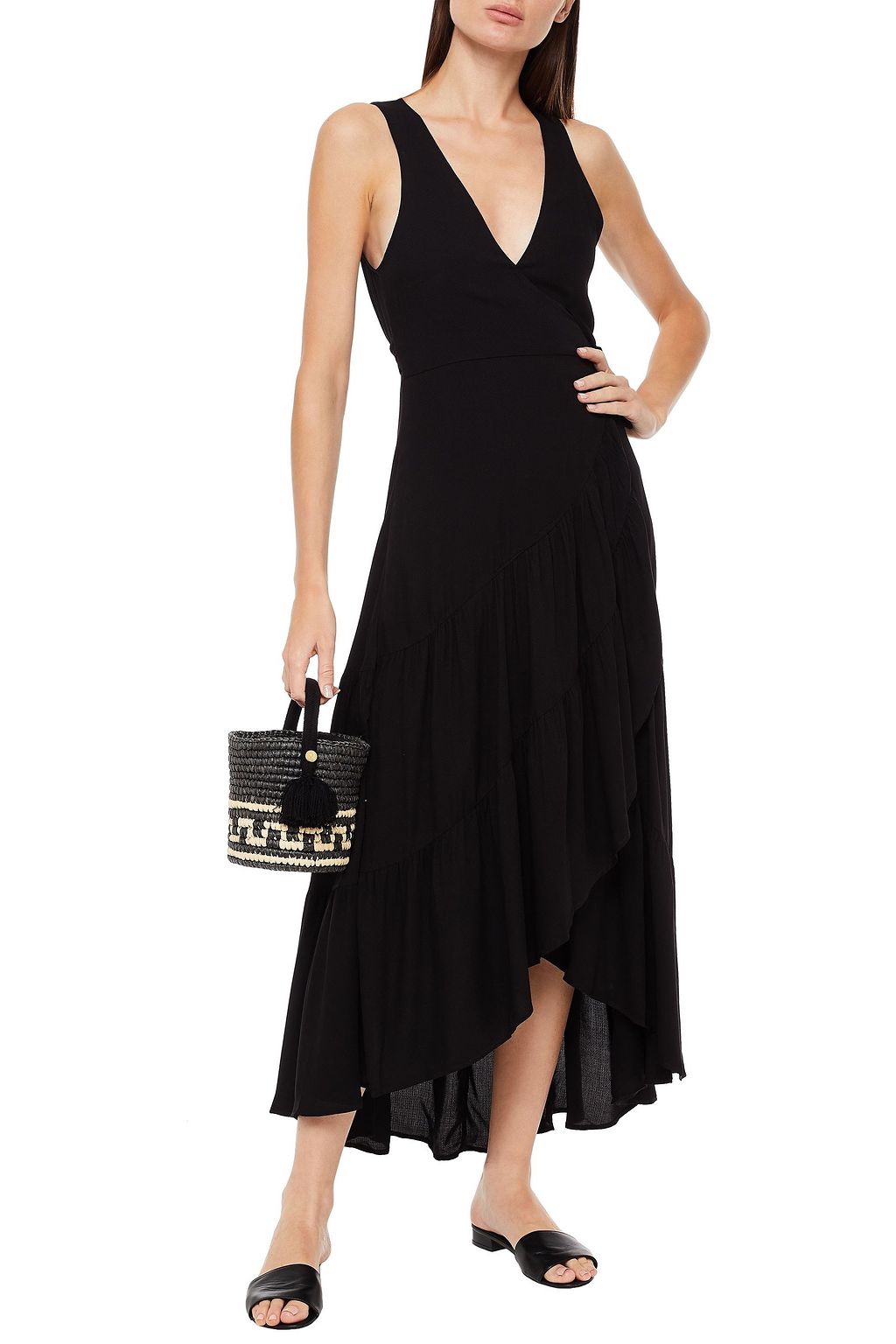 JETS AUSTRALIA BY JESSIKA ALLEN Tiered crepe midi wrap dress