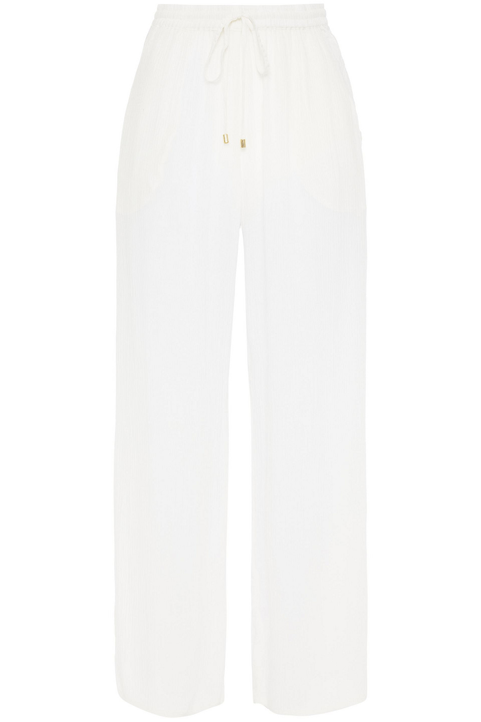 Jets Australia By Jessika Allen Woman Gathered Crinkled Gauze Straight-leg Pants White Size M