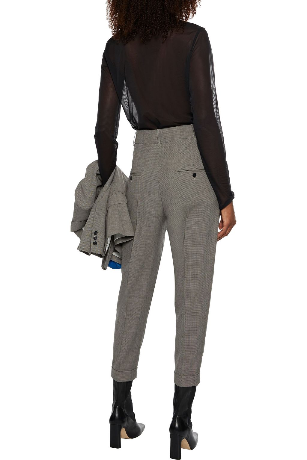 ISABEL MARANT Meyo cropped houndstooth wool tapered pants