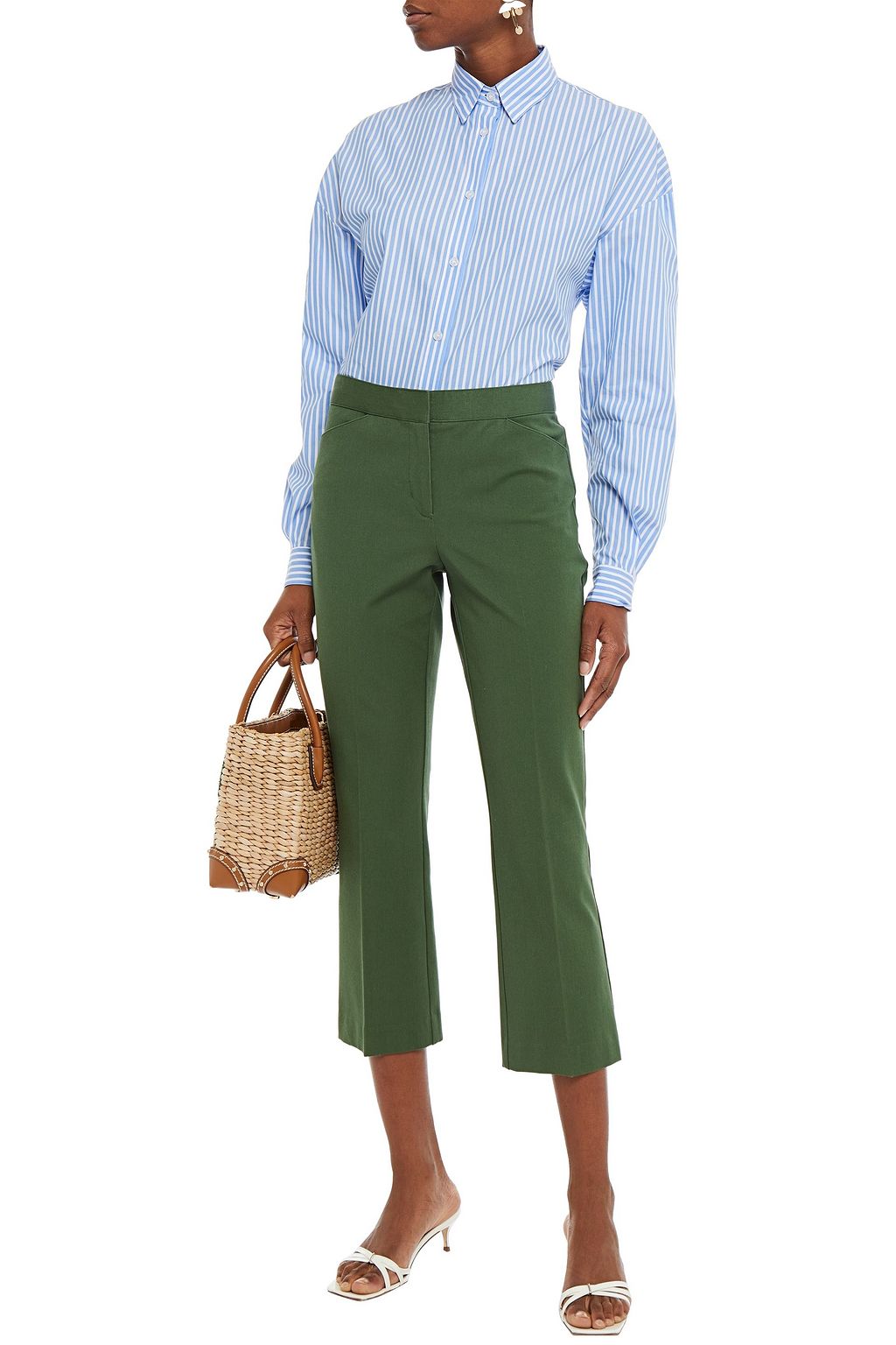 STELLA JEAN Striped cotton-poplin shirt