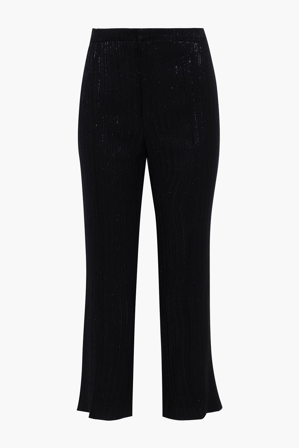 Isabel Marant Denlo Cropped Plissé-lurex Slim-leg Pants In Black