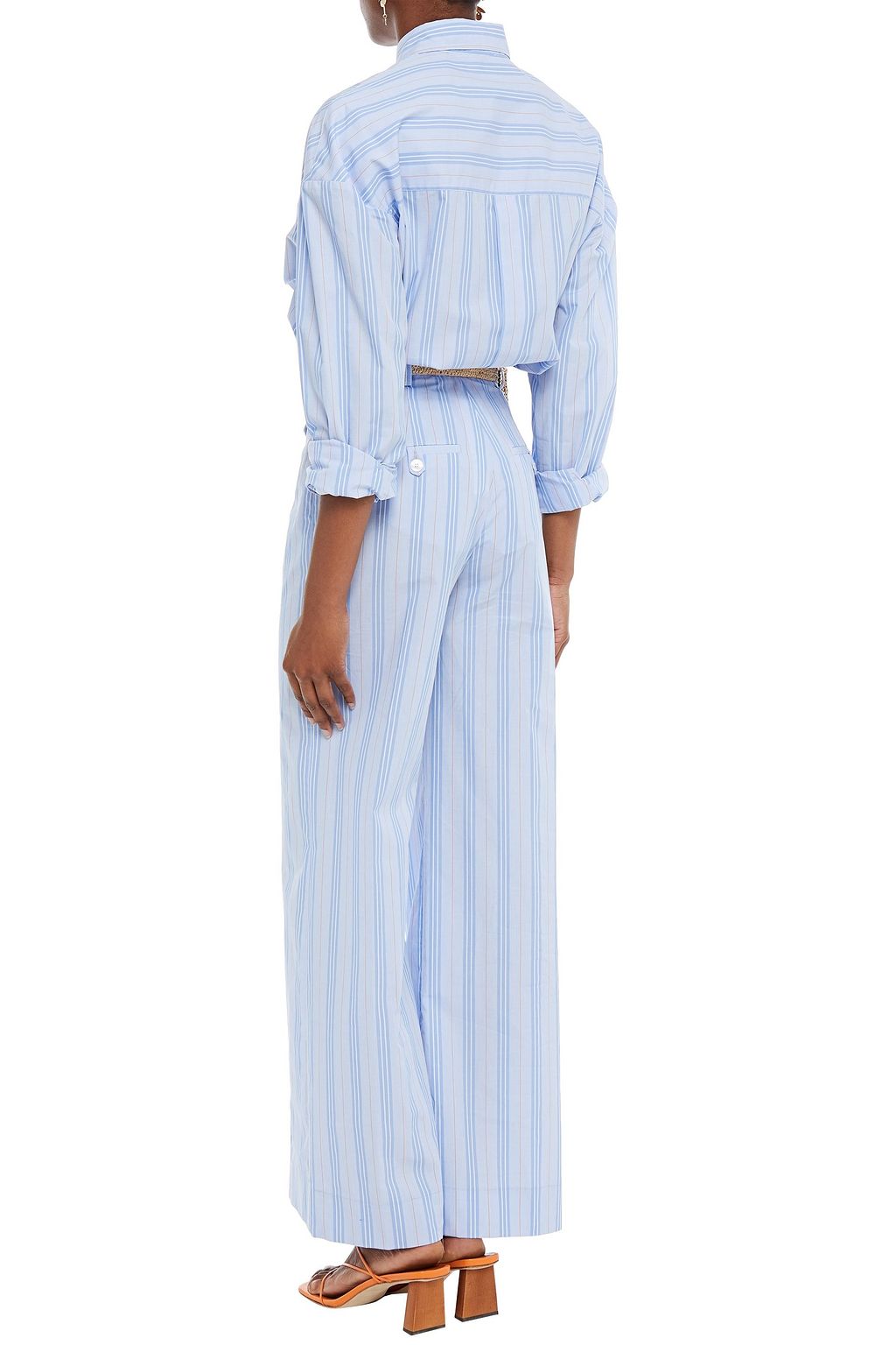 STELLA JEAN Striped cotton-poplin wide-leg pants