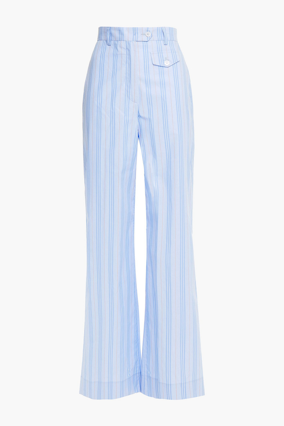 Stella Jean Woman Striped Cotton-poplin Wide-leg Pants Light Blue Size 40