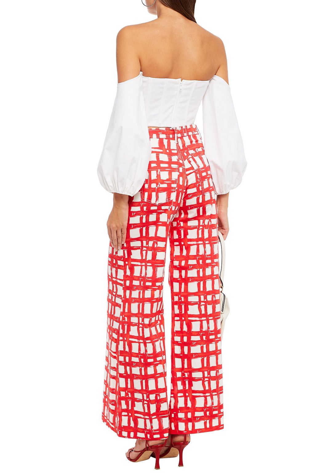 STELLA JEAN Printed cotton-blend poplin wide-leg pants