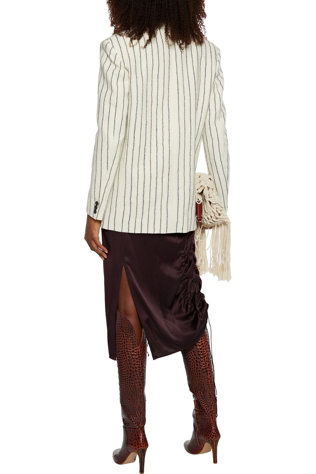 ISABEL MARANT Elder pinstriped wool and linen-blend blazer