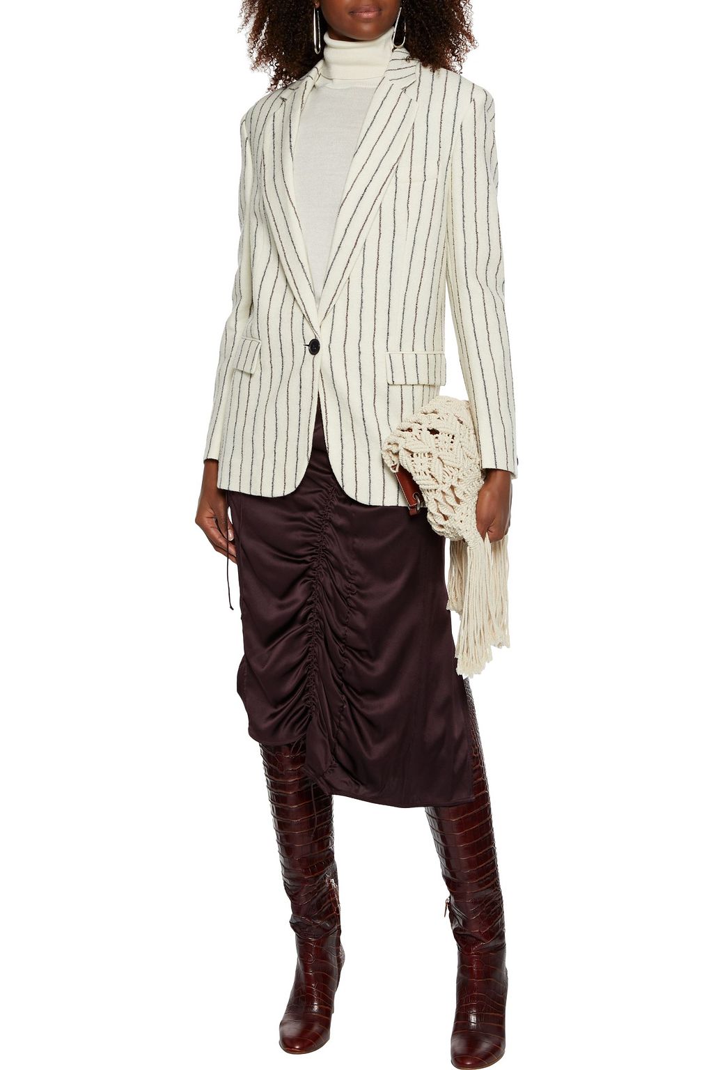 ISABEL MARANT Elder pinstriped wool and linen-blend blazer