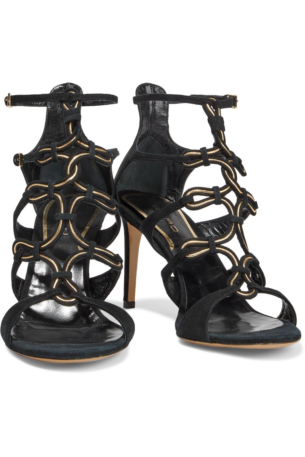 ETRO Metallic-trimmed suede sandals