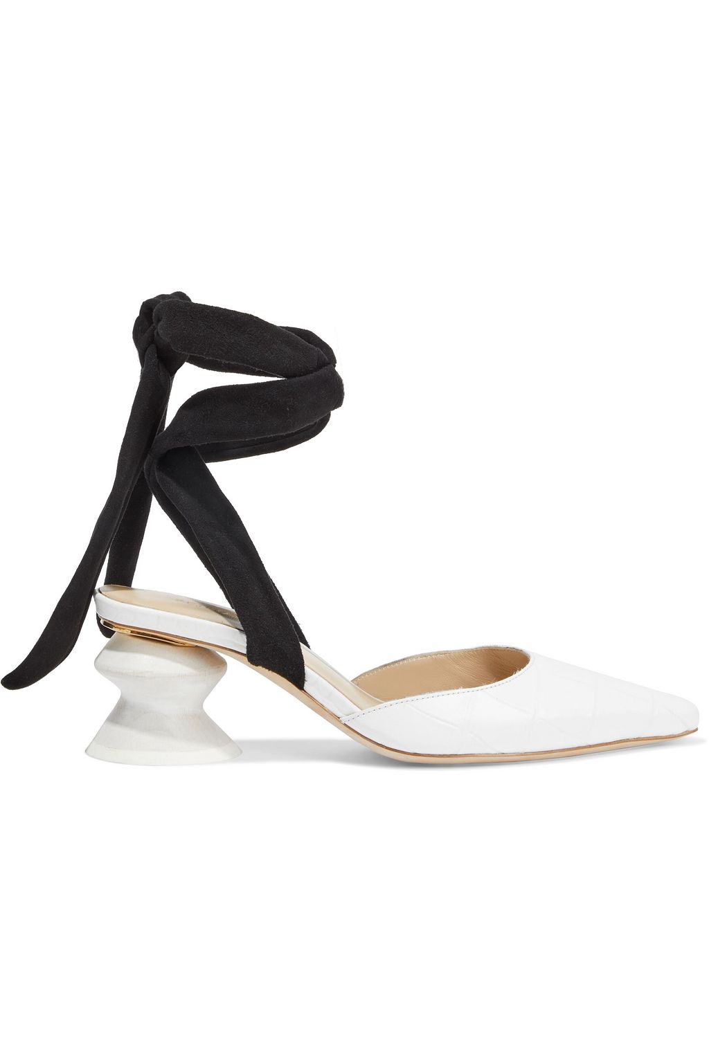 REJINA PYO Barbara croc-effect leather and suede pumps