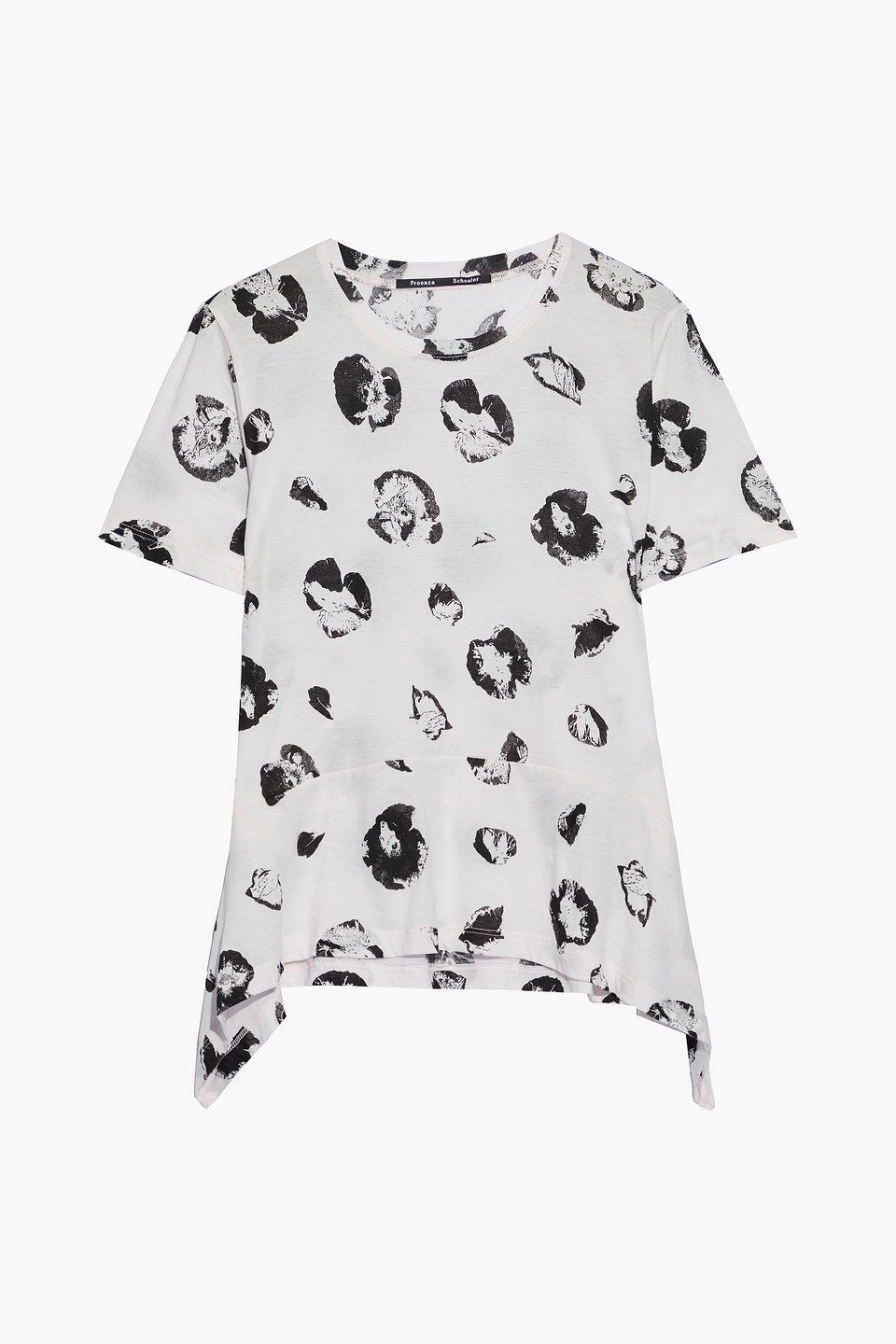proenza schouler - asymmetric printed slub cotton-jersey t-shirt - pink - xs