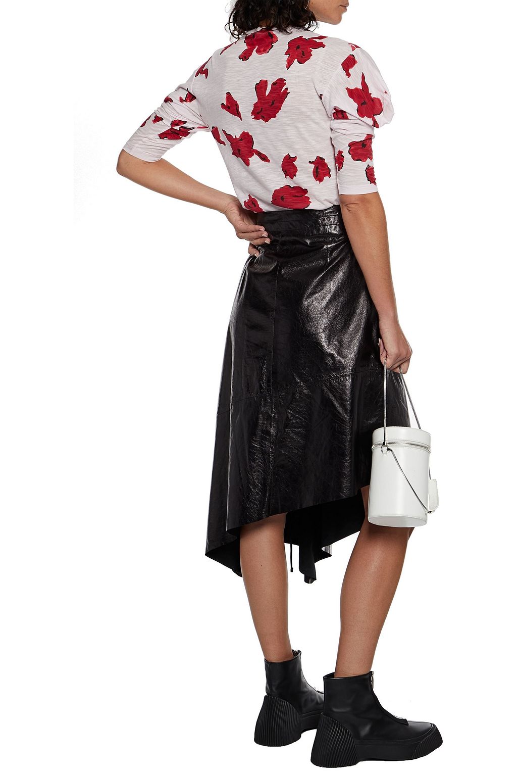 PROENZA SCHOULER Gathered printed slub cotton-jersey top