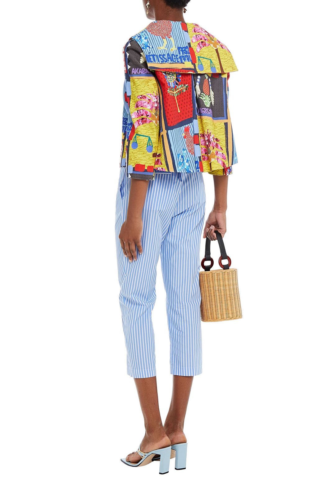 STELLA JEAN Cropped striped cotton-poplin tapered pants