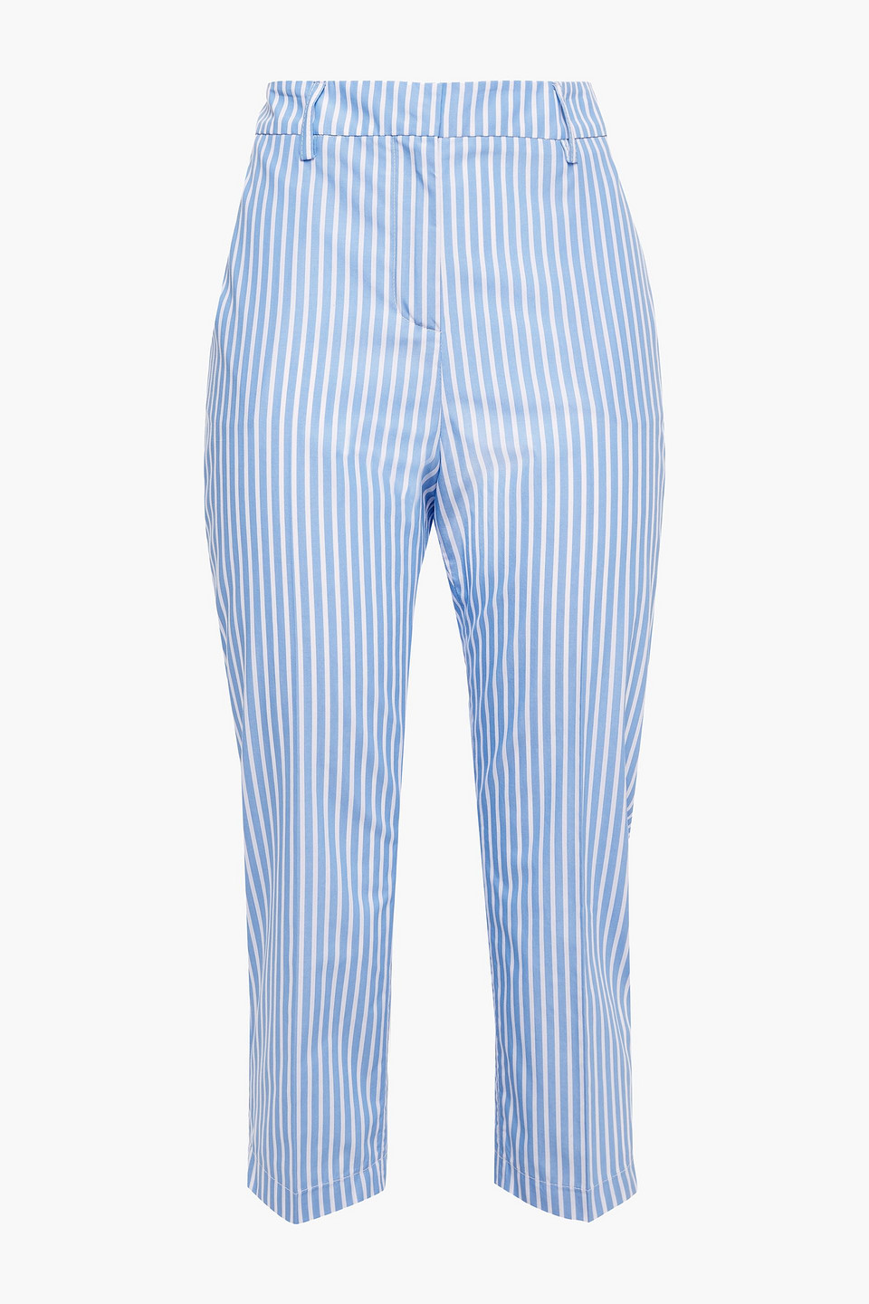 Stella Jean Woman Cropped Striped Cotton-poplin Tapered Pants Light Blue Size 44