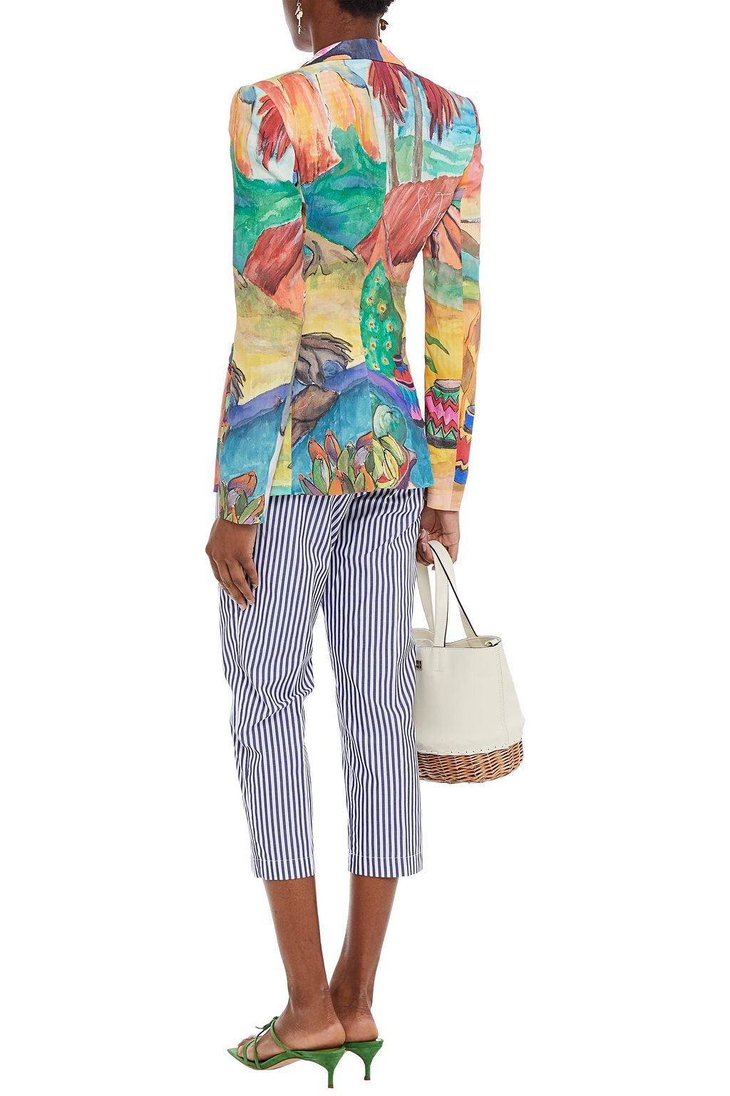 STELLA JEAN Cropped striped cotton-poplin tapered pants