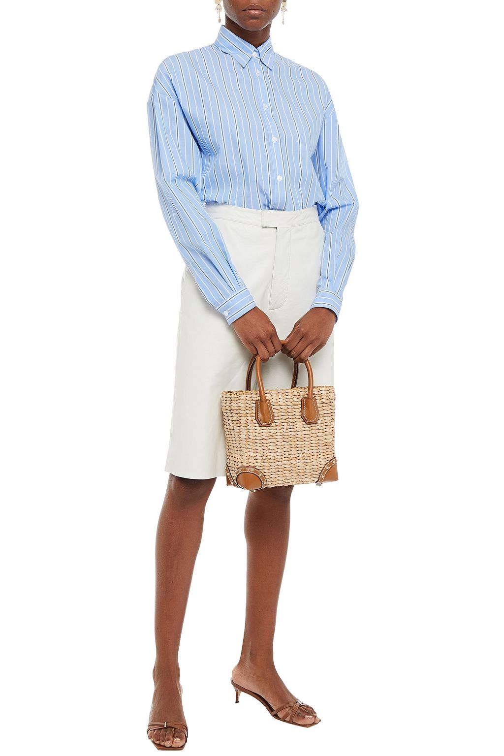 STELLA JEAN Striped cotton-poplin shirt