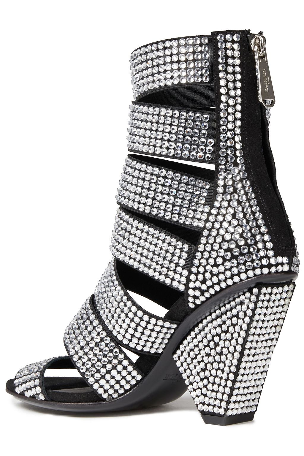 BALMAIN Crystal-embellished faille sandals