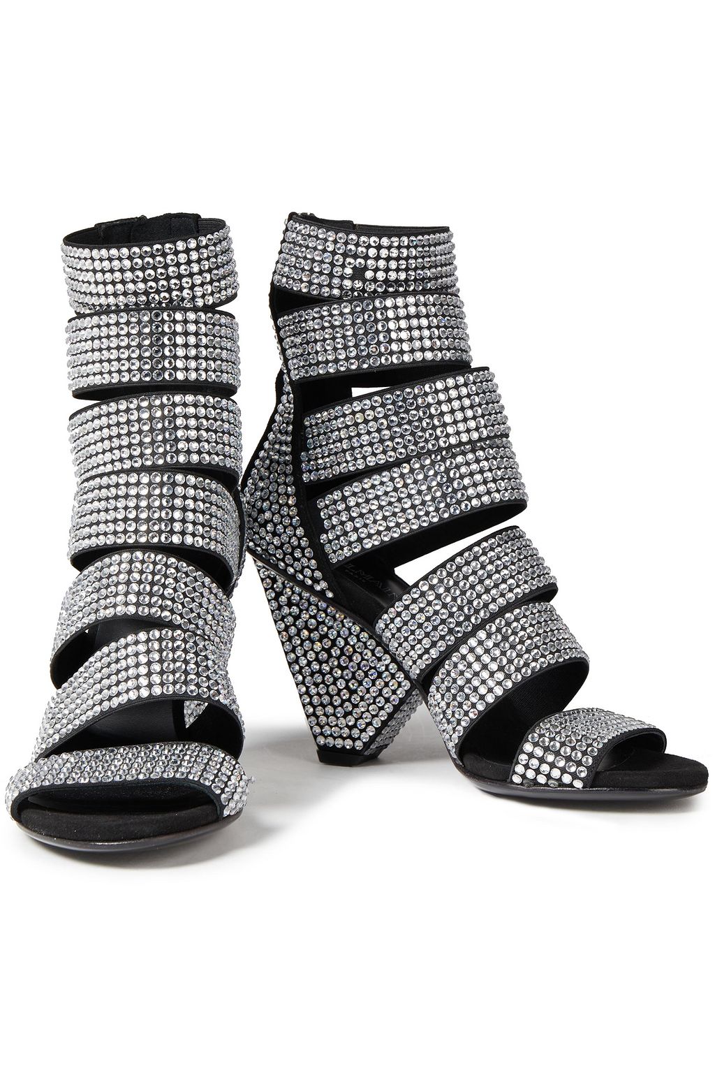 BALMAIN Crystal-embellished faille sandals
