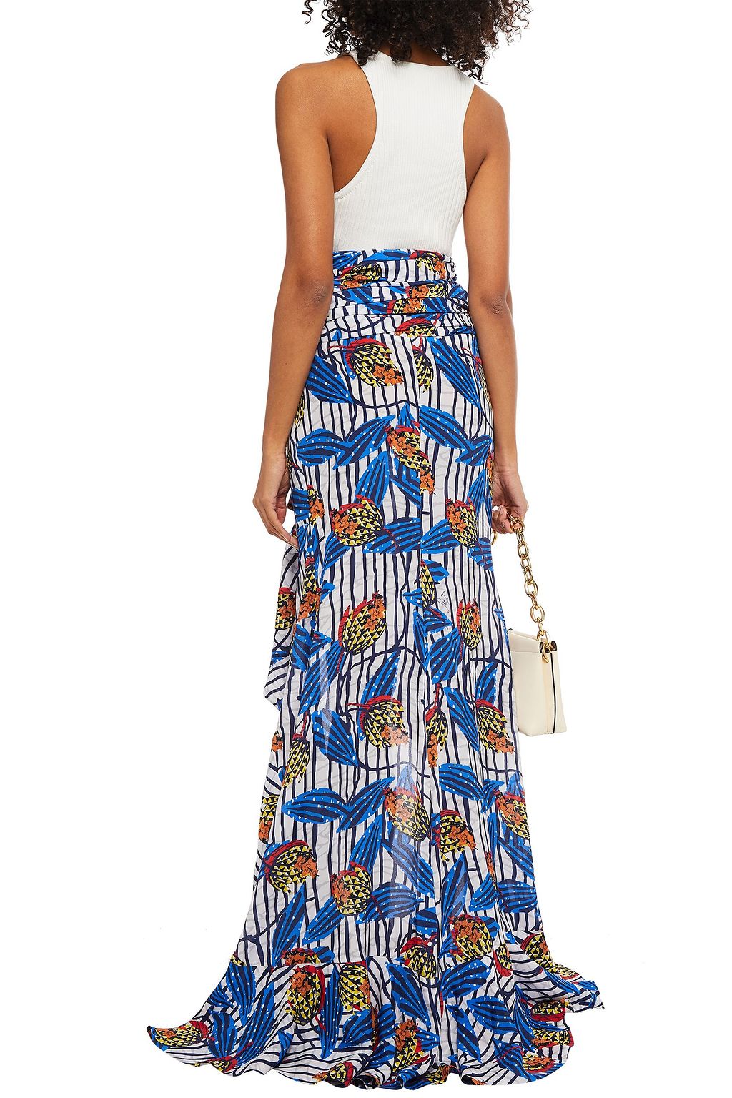 STELLA JEAN Draped printed crepe de chine maxi skirt