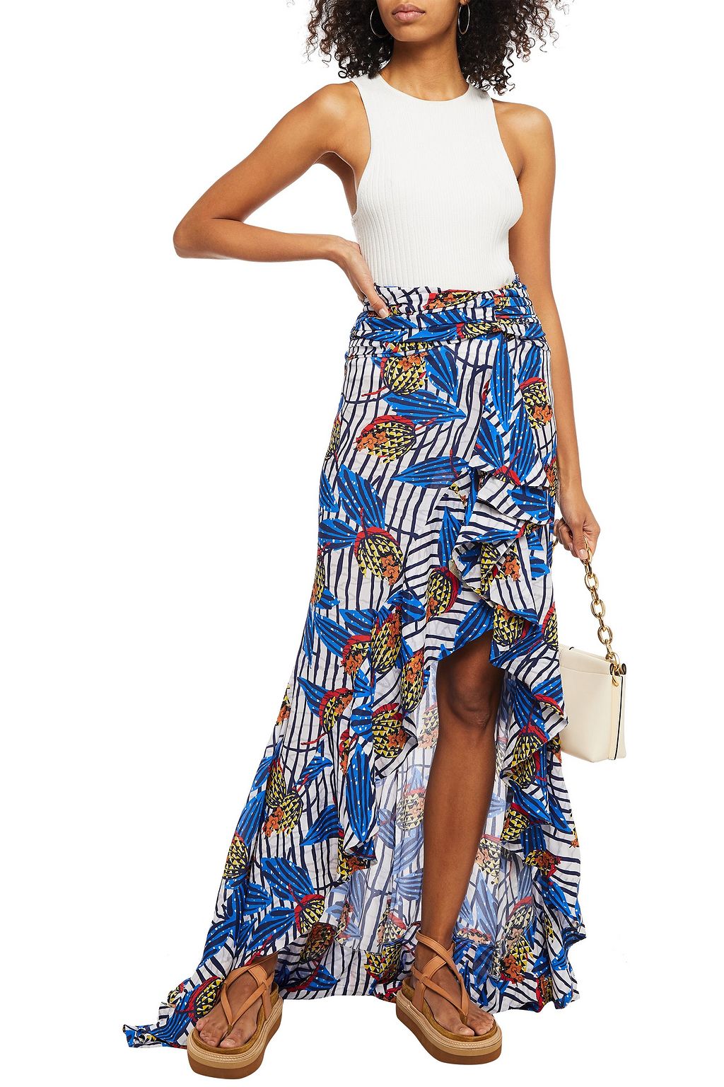 STELLA JEAN Draped printed crepe de chine maxi skirt