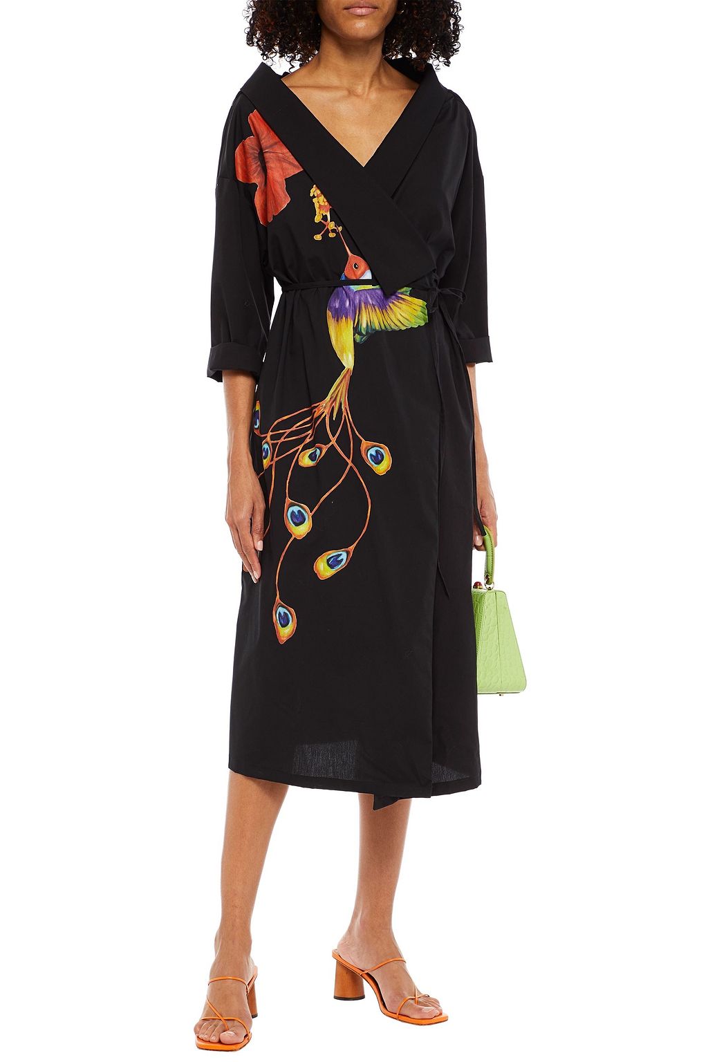 STELLA JEAN Printed cotton-poplin midi wrap dress