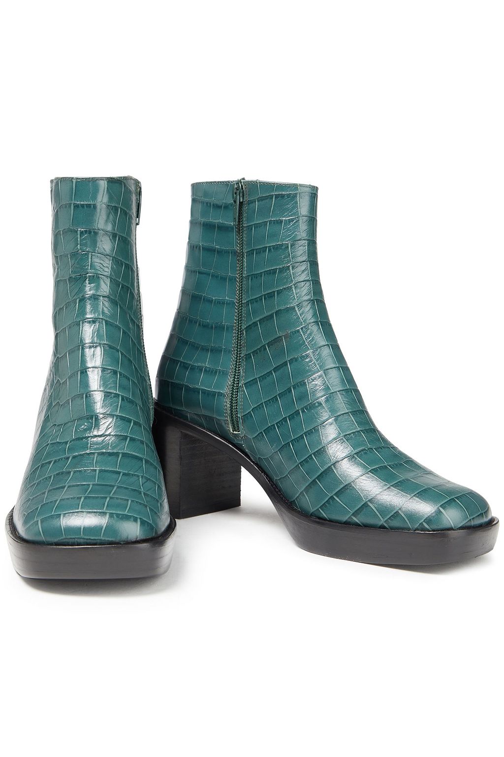 BY FAR Ellen croc-effect leather ankle boots
