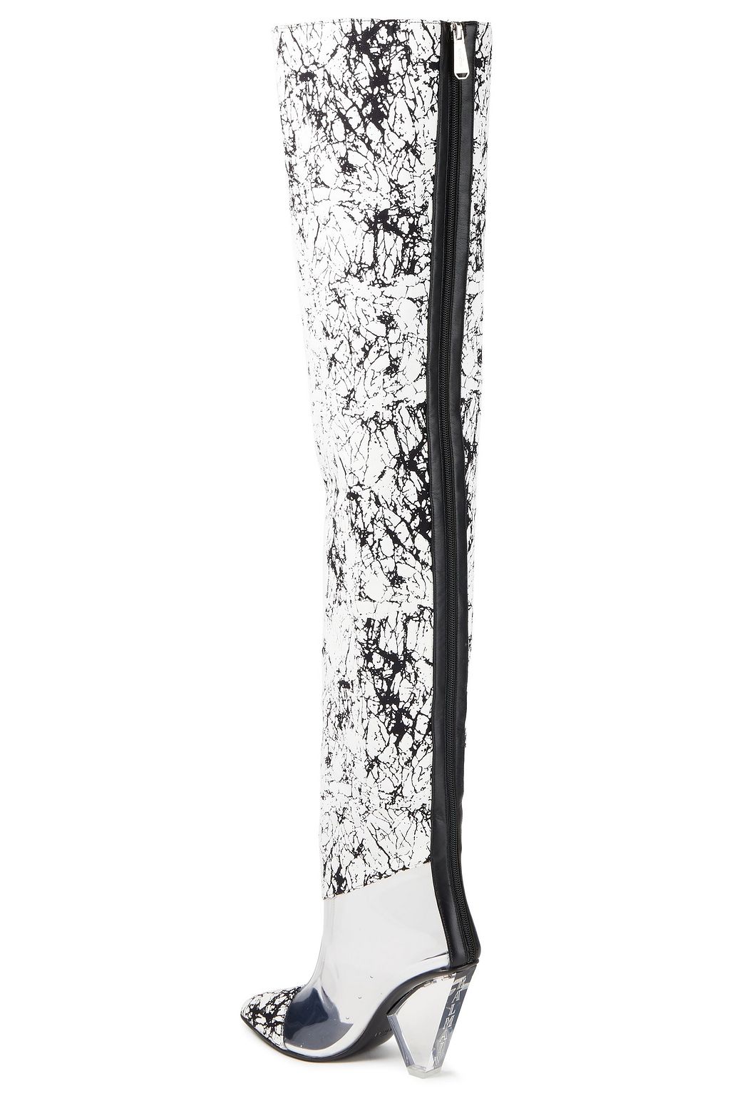 BALMAIN Overknees aus marmoriertem Webstoff und PVC