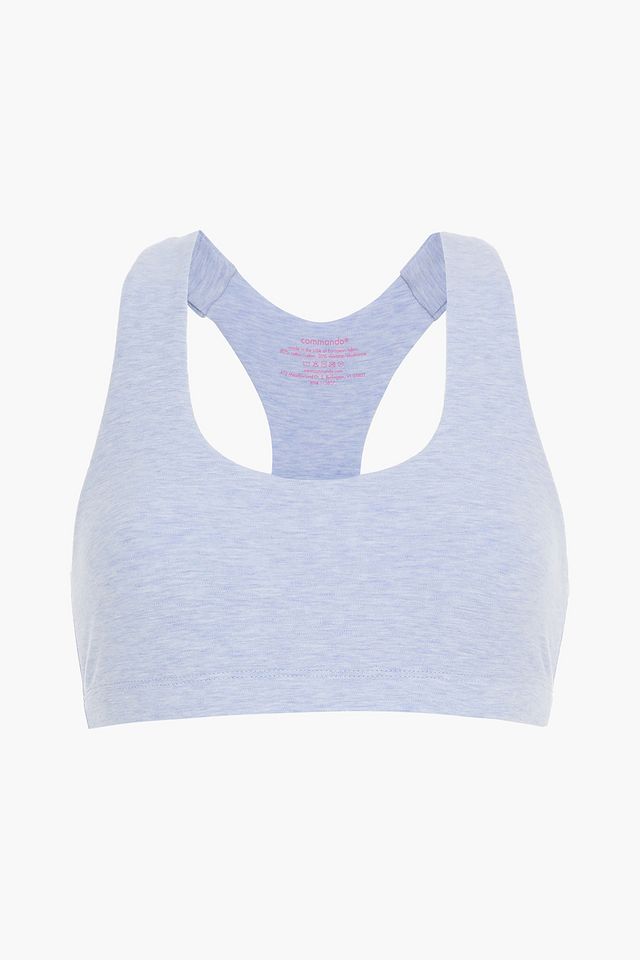 Mélange stretch-cotton jersey sports bra