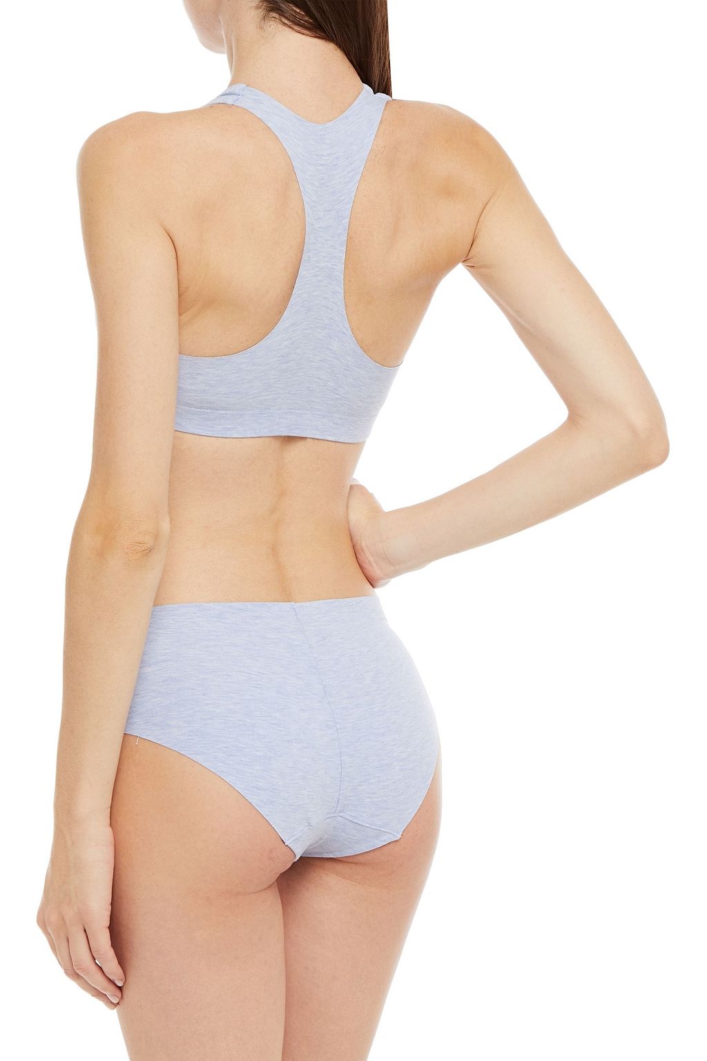 COMMANDO Mélange stretch-cotton jersey mid-rise briefs