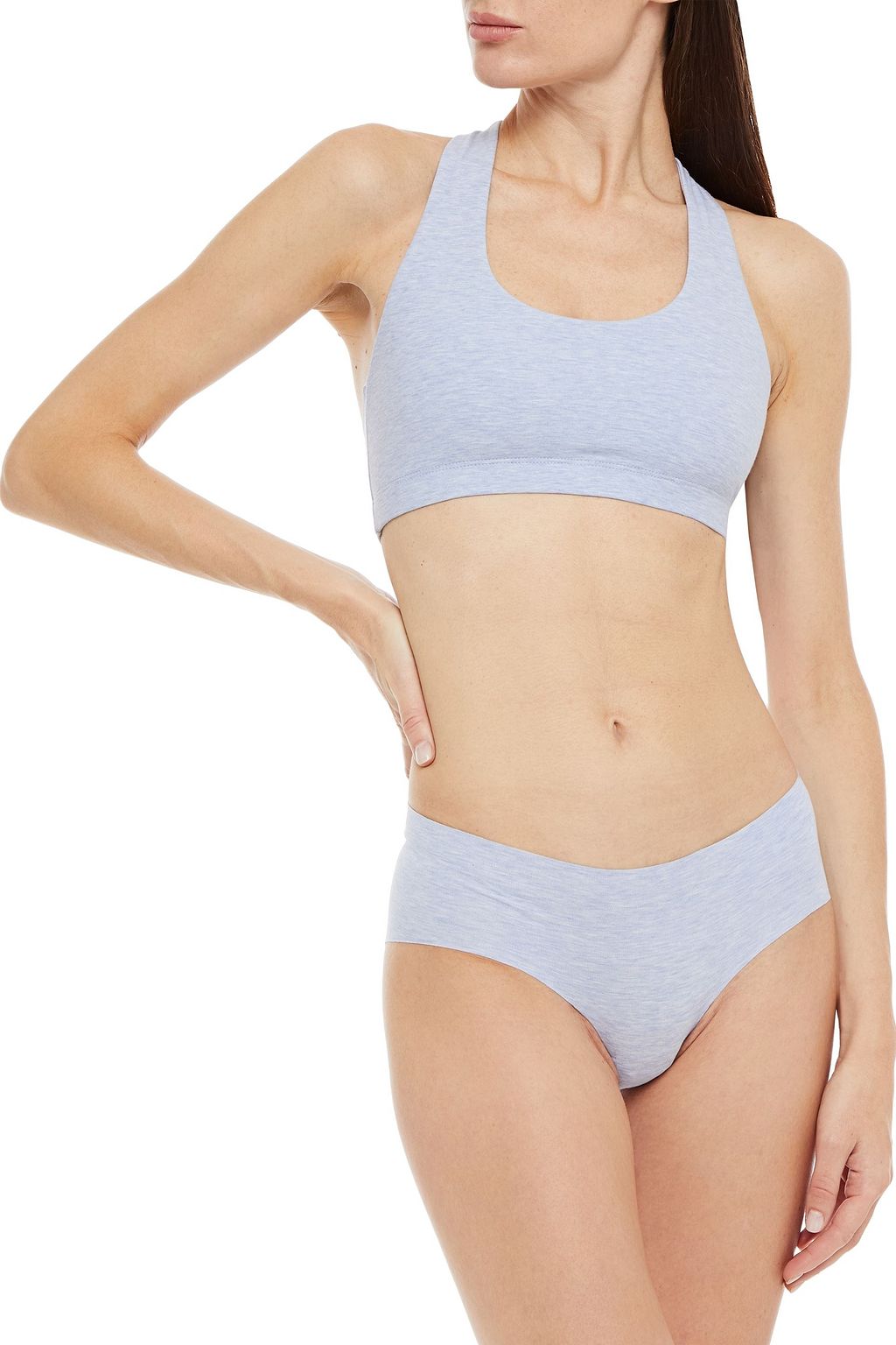 COMMANDO Mélange stretch-cotton jersey mid-rise briefs