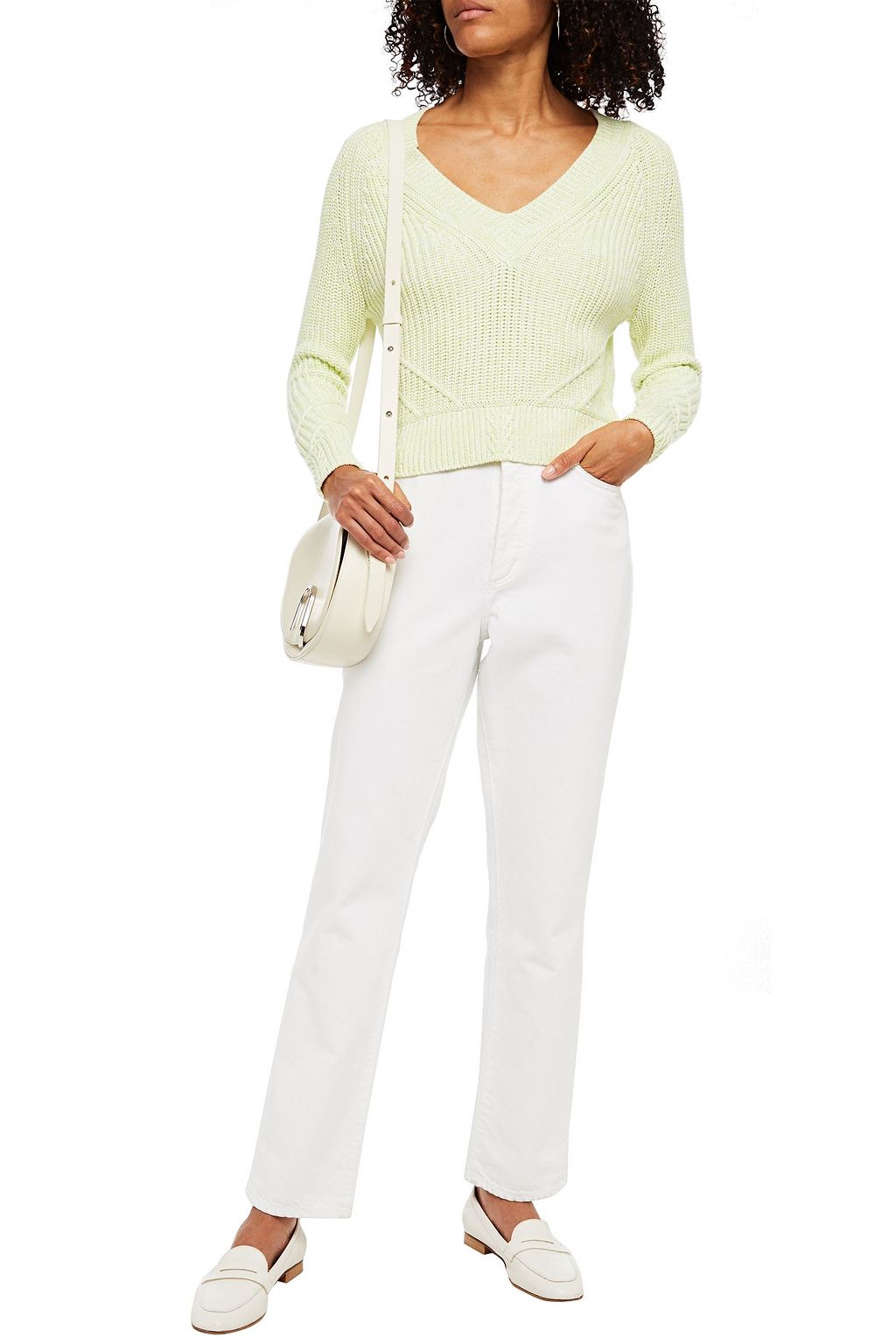 COTTON BY AUTUMN CASHMERE Ribbed mélange cotton sweater