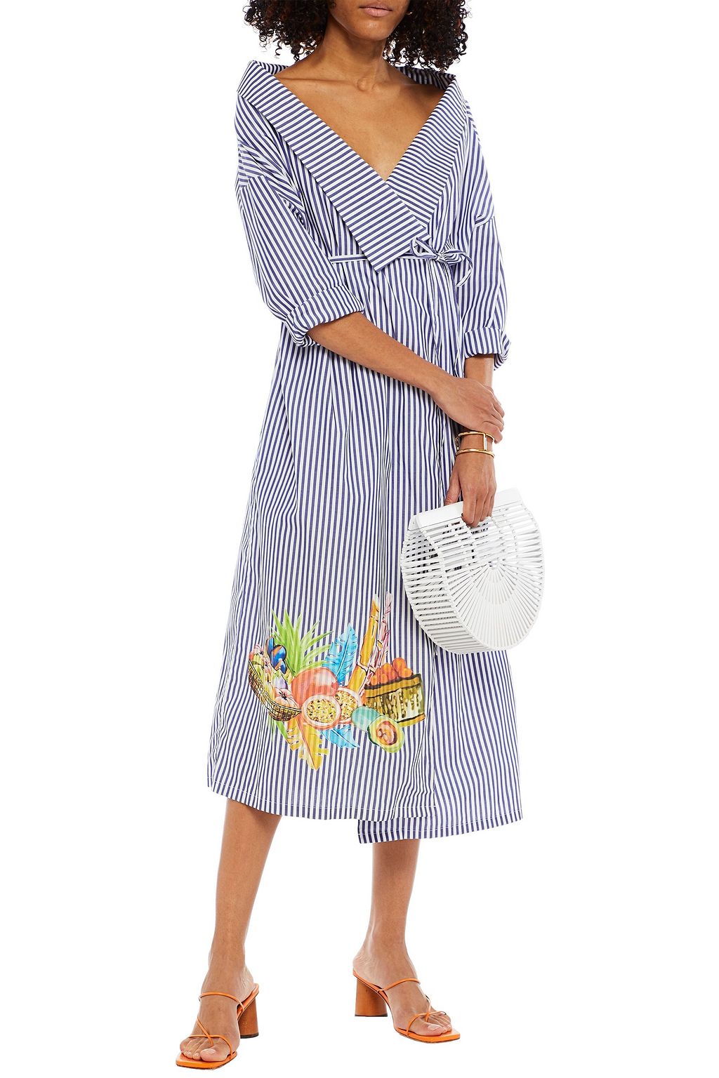 STELLA JEAN Printed cotton midi wrap dress